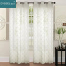 Rideau transparent brodé floral festonné pour salon