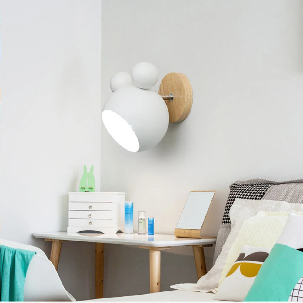 Modern wall lamp cartoon Mickey style colourful wall light macaron decorative bedside E27 - vue 4 sur 18