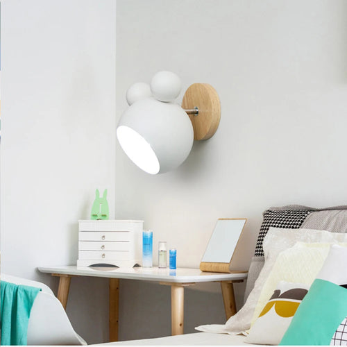 Modern wall lamp cartoon Mickey style colourful wall light macaron decorative bedside E27 - vue 5 sur 18