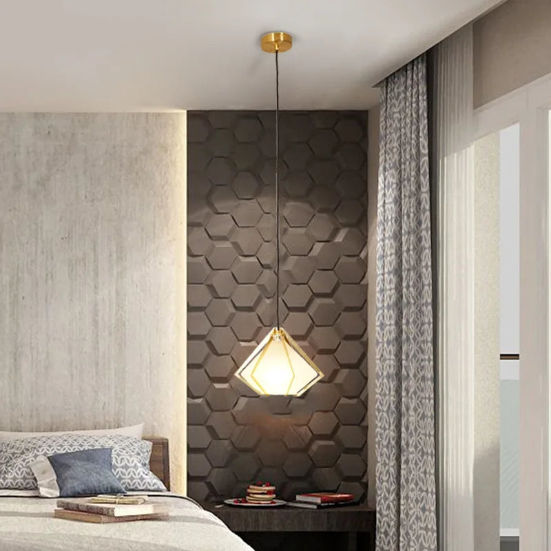 suspension à led en verre diamant design nordique moderne - vue 5 sur 9