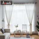 Voilage aspect lin rayures style moderne salon chambre
