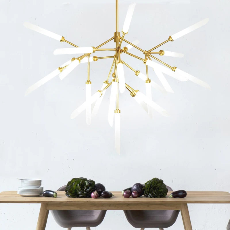 Lustre Simple arbre fourchette éclairage nordique créatif branche verre salon chambre Led Luminaria - vue 6 sur 5