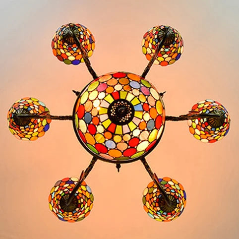 suspension en verre tiffany design moderne pour éclairage intérieur - vue 6 sur 6