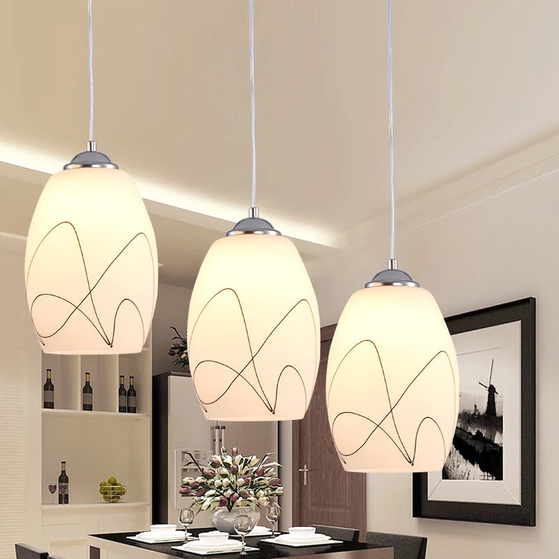 suspension led moderne en verre pour maison - vue 5 sur 9