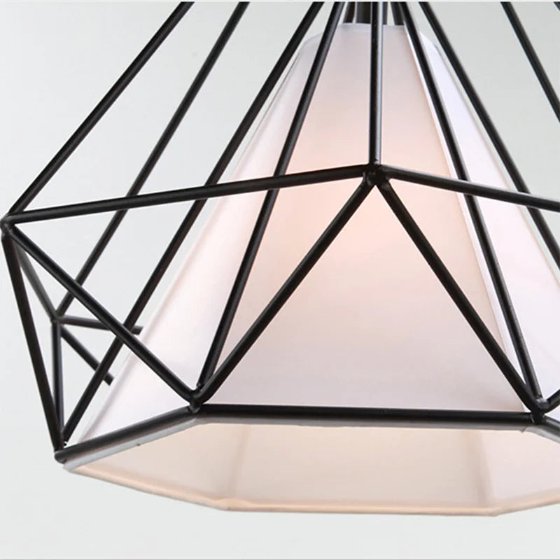 suspension cage à oiseaux minimaliste métal noir led - vue 5 sur 11