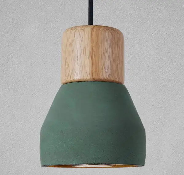 4 colour nordic loft style E27 wood and cement pendant light for living room, restaurant, cafe or bedroom – modern colourful ceiling lamp - vue 8 sur 10