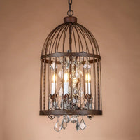lustre vintage en fer forgé style empire cristal
