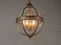 suspension vintage globe en fer forgé avec abat-jour en verre