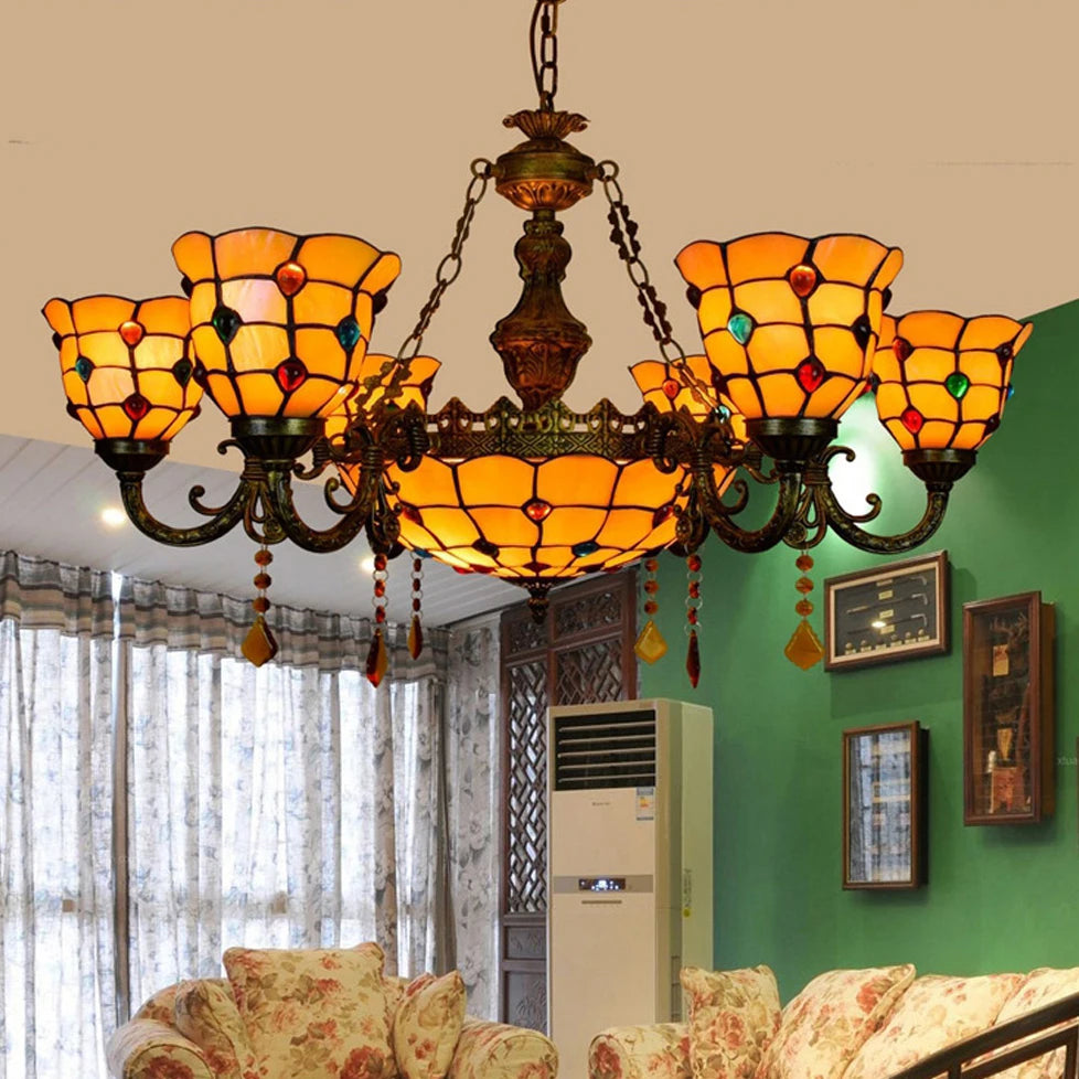 suspension en verre tiffany design élégant pour intérieur moderne - vue 3 sur 6