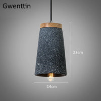 suspension en ciment vintage et bois moderne à LED