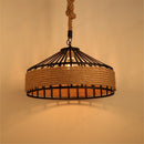 Vintage metal and hemp rope pendant lamp for bar and restaurant