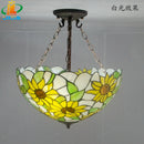 40CM Sunflower Yellow Glass Tiffanylamps Anti Chandeliers Bedroom, Living Room Lamps US French Bar Entrance Lighting