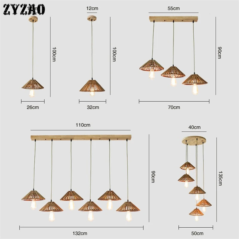 suspension en bambou style japonais pour décoration intérieure - vue 7 sur 10