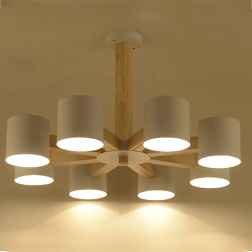 Nordique en bois massif plafond lustre salle à manger lustre salon plafond lustre chambre éclairage E27 ampoule LED - vue 4 sur 21