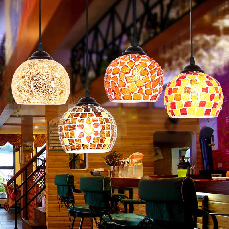Turkish mosaic glass pendant light for hotels bars and restaurants - vue 4 sur 23