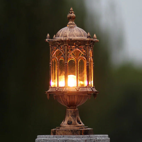 Retro outdoor pillar lamp for landscape lighting - vue 2 sur 8