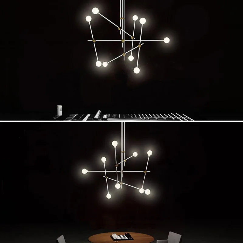 lustre en métal léger avec boules de verre élégant - vue 4 sur 6