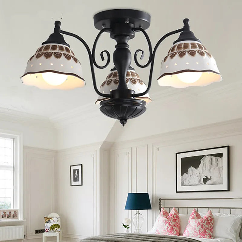 plafonnier en céramique style européen ambiance rétro pour intérieur - vue 6 sur 9
