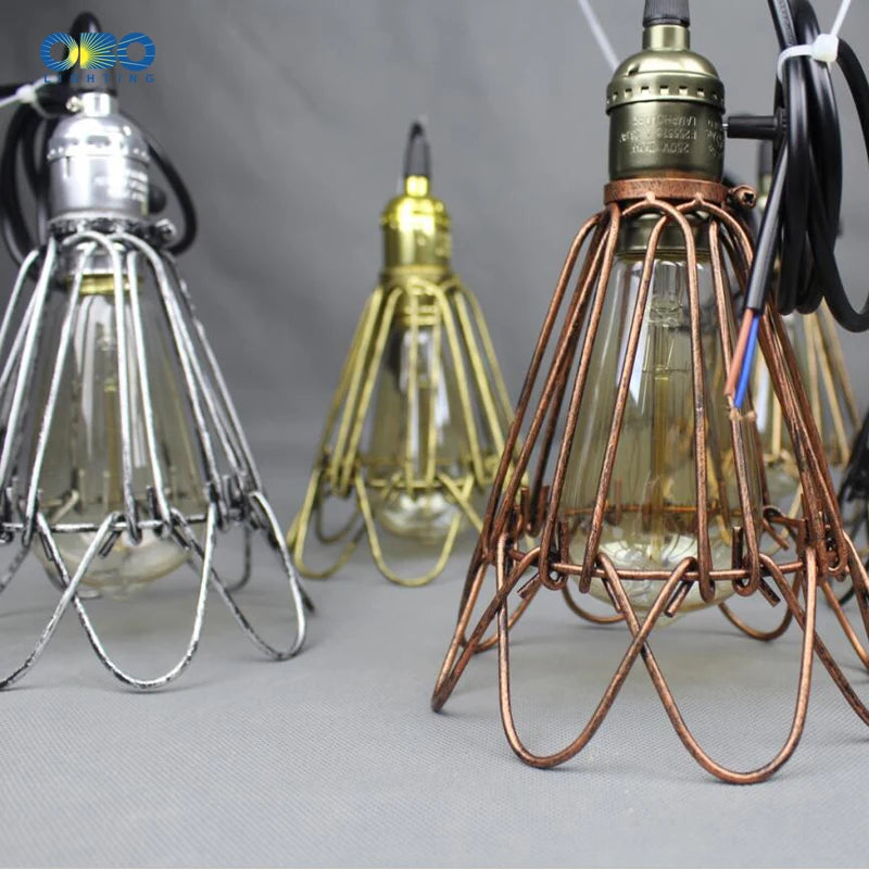 suspension vintage en fer avec abat jour et interrupteur intérieur - vue 6 sur 11