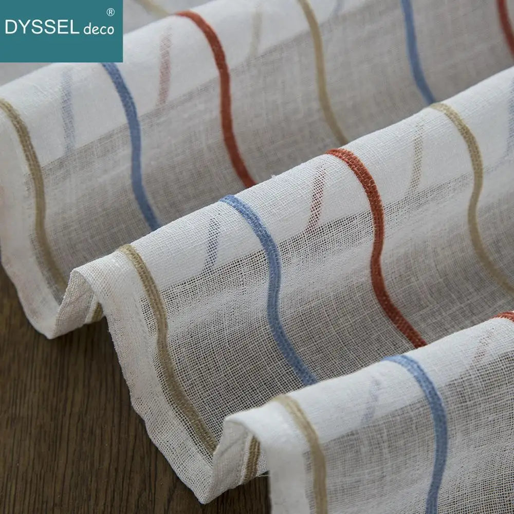 Voilage rayé style européen pour salon chambre - vue 3 sur 7