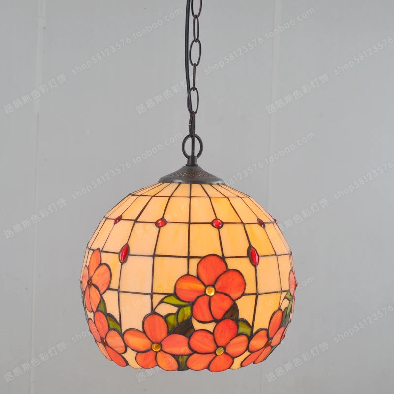 lustre en verre de fleurs riches style tiffany pour éclairage élégant - vue 5 sur 6