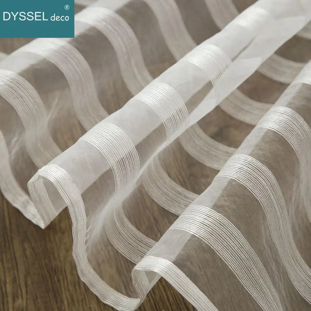 Rideau moderne a rayures translucide pour salon chambre - vue 2 sur 7