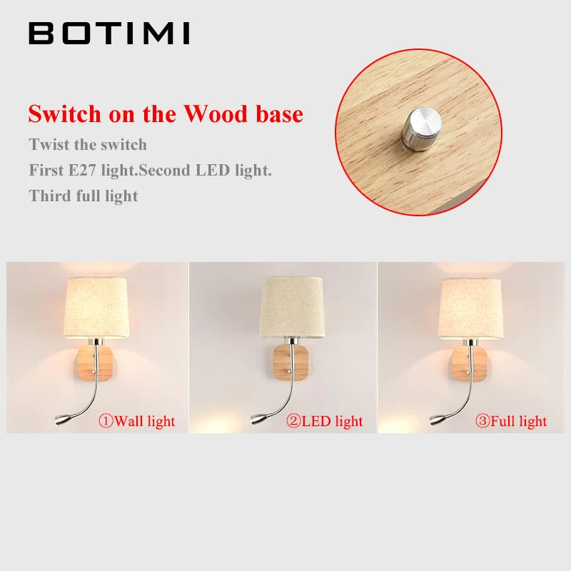 lampe applique murale led abat-jour tissu e27 maison - vue 9 sur 9