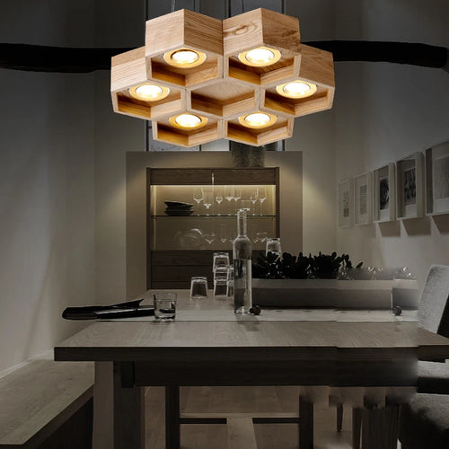 suspension en bois acrylique design nid dabeille pour intérieur