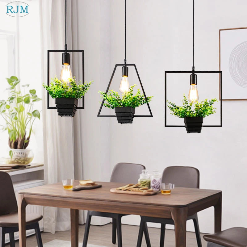 lampe suspendue créative nordique en forme de plante pour commerces et restaurants - vue 4 sur 13