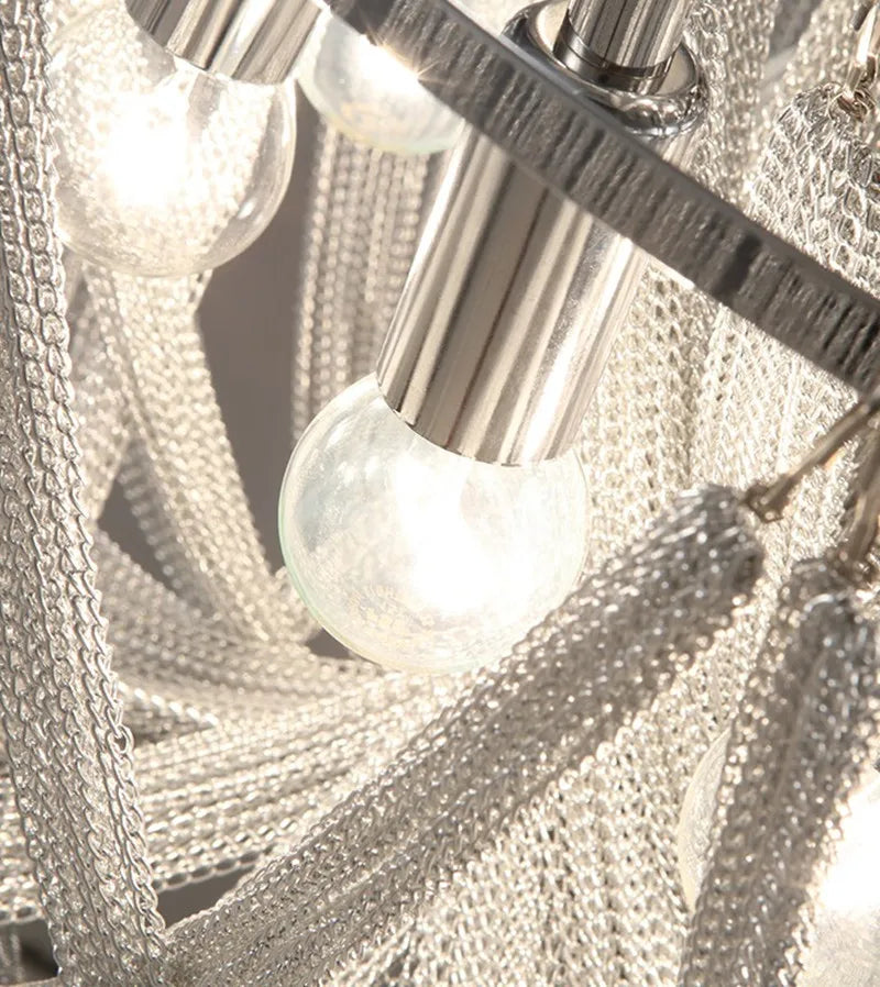 Plafonnier luxueux en aluminium avec pampilles et ampoule LED - vue 4 sur 6