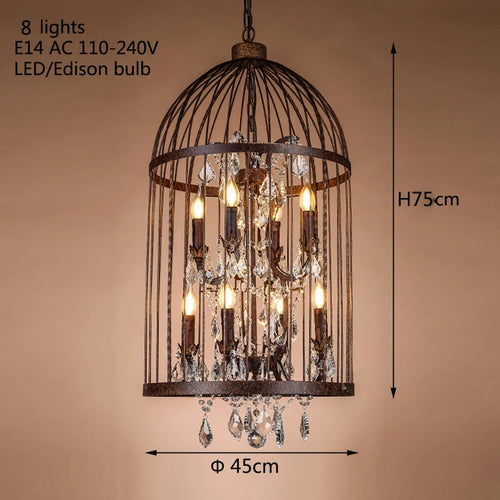 lustre vintage en fer forgé style empire cristal - vue 6 sur 6
