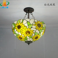 40CM Sunflower Yellow Glass Tiffanylamps Anti Chandeliers Bedroom, Living Room Lamps US French Bar Entrance Lighting