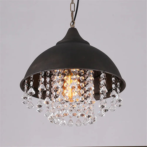 American style loft Vintage K9 crystal pendant light cover luxury lamp for Restaurant pendant lights,E27 Bulb - vue 4 sur 5