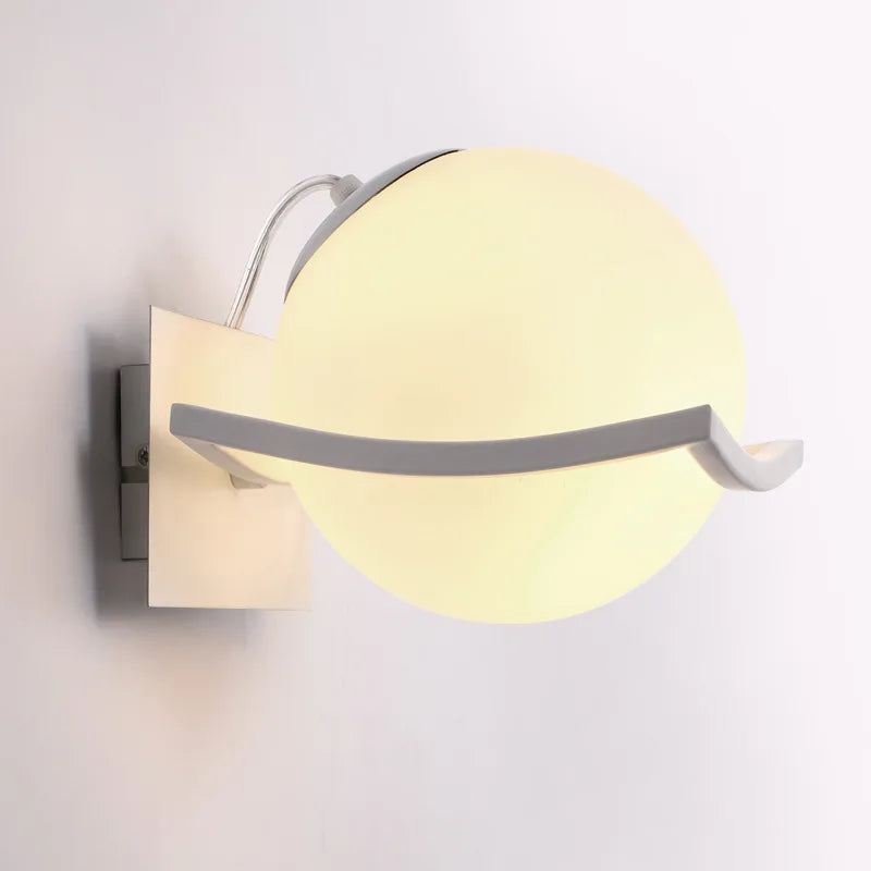 Applique Murale Led Chaude Boule de verre Nordique Moderne Simple Wandlamp Salon Chevet Chambre Salle De Bain Lumière - vue 5 sur 7