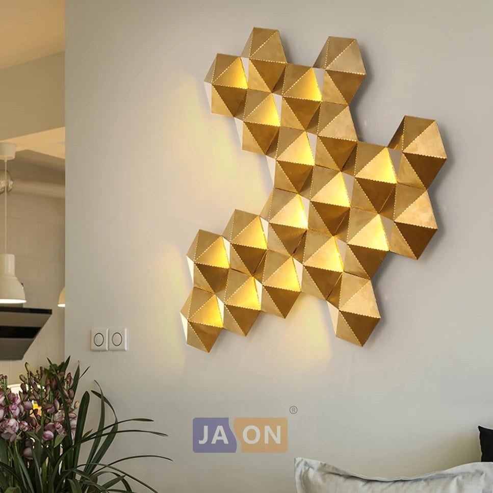 Applique murale LED postmoderne en acier inoxydable doré nid d'abeille LED lumière LED pour magasin chambre Foyer