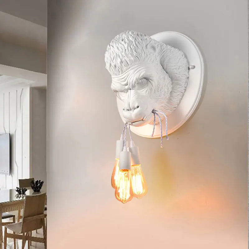applique murale nordique en résine gorille avec led moderne - vue 4 sur 7