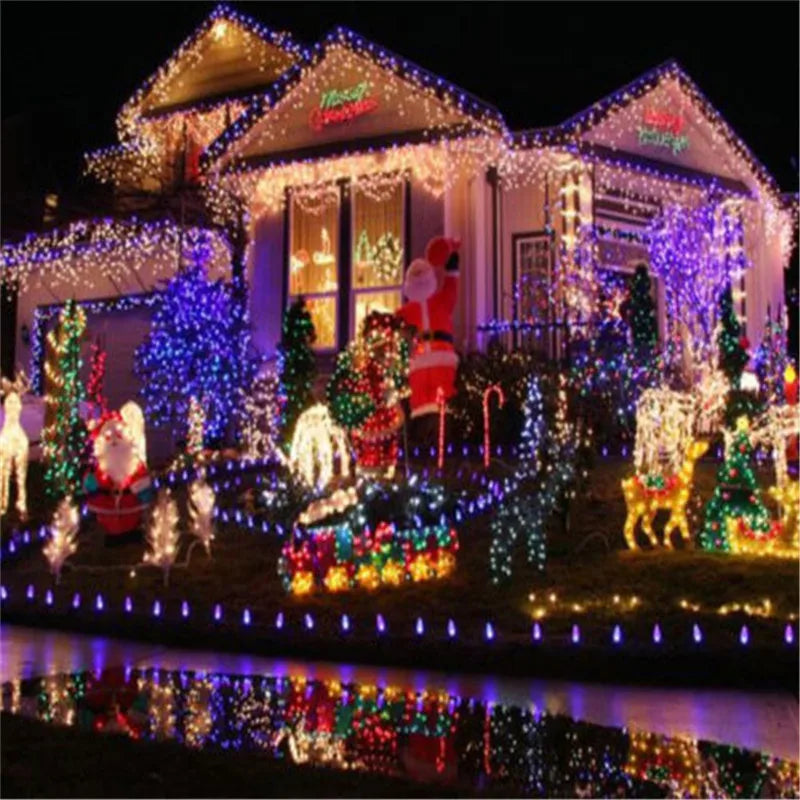 guirlande lumineuse led 100 ampoules étanches pour extérieur décorations festives - vue 5 sur 15