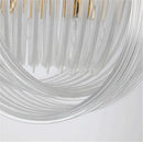 lustre suspendu en tube de verre courbé en métal doré moderne
