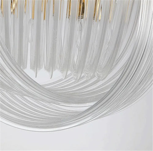 lustre suspendu en tube de verre courbé en métal doré moderne