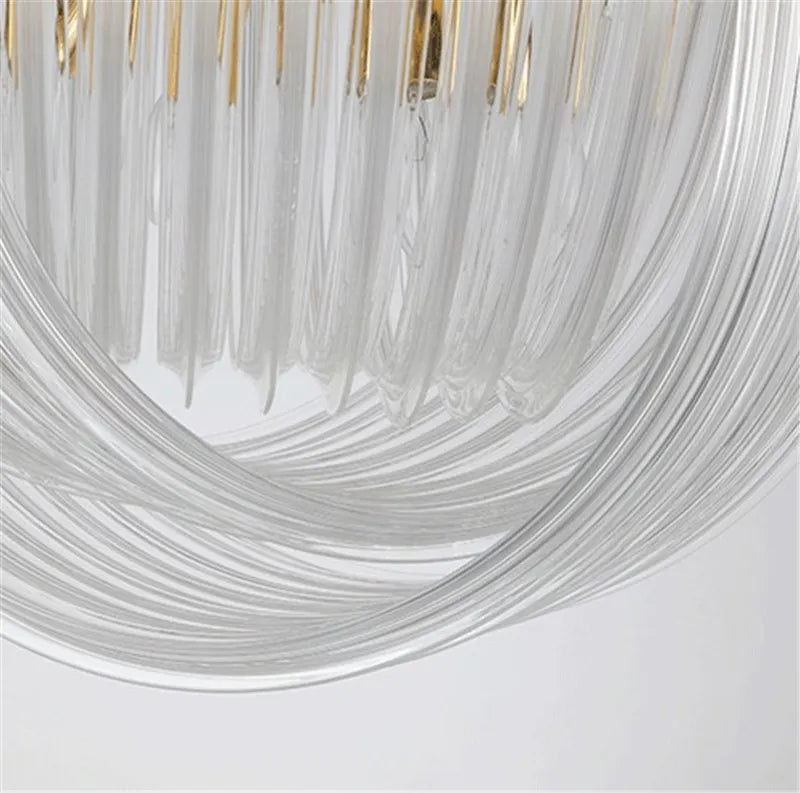 lustre suspendu en tube de verre courbé moderne - vue 5 sur 6