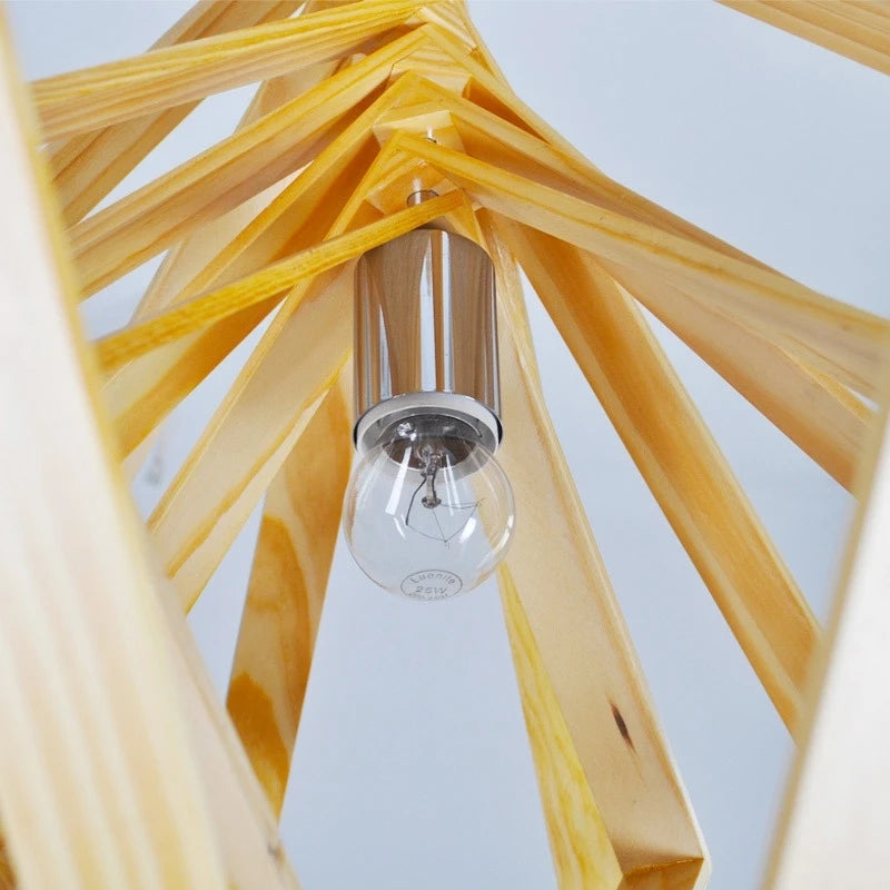 suspension luminaire carré rotatif en bois gzmj pour la maison - vue 5 sur 6