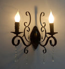 applique murale en cristal vintage à double tête en métal