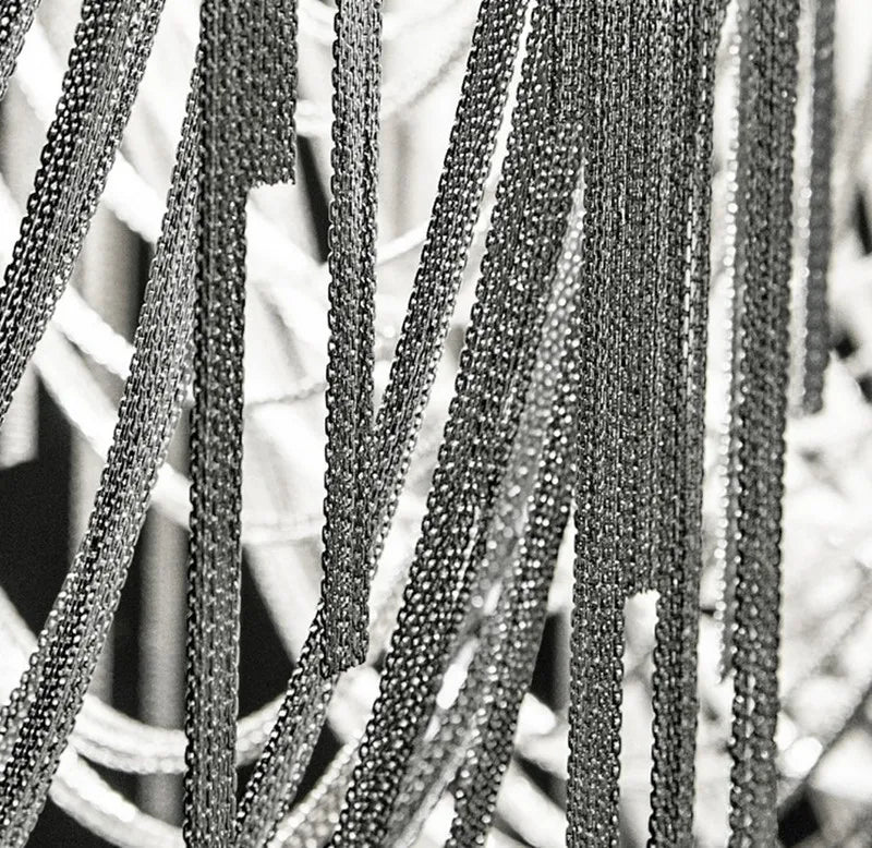 lustre moderne à pampilles en aluminium design contemporain - vue 5 sur 6