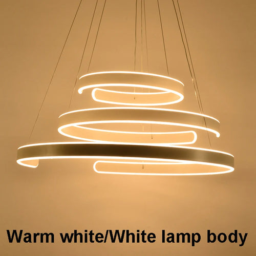 Suspension design cercle anneaux corps en aluminium acrylique LED - vue 7 sur 6