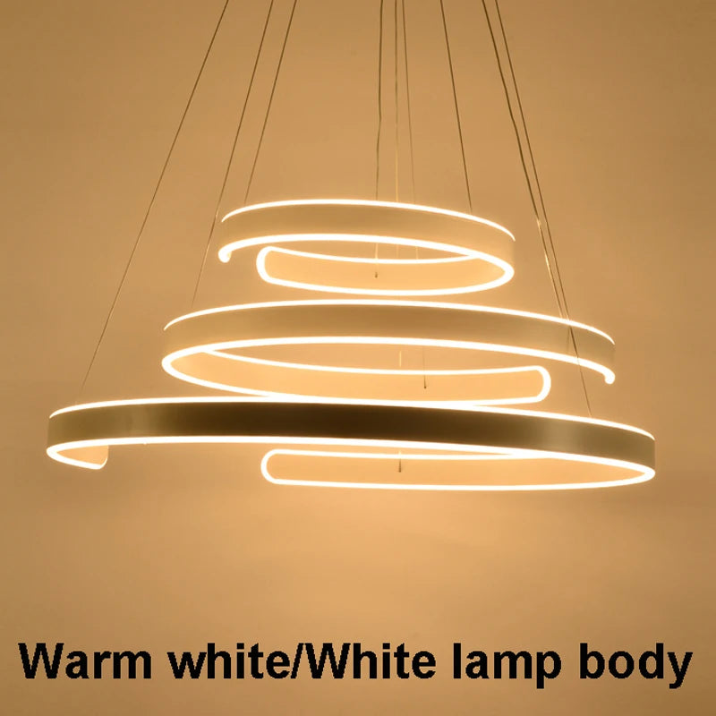 Suspension design cercle anneaux corps en aluminium acrylique LED - vue 6 sur 6