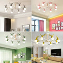 Lustre nordique en bois de macaron simple post-moderne LED lustres chambre salle à manger fer et bois tête de cerf plafonnier E27