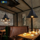 Vintage black metal horn design pendant light for interiors