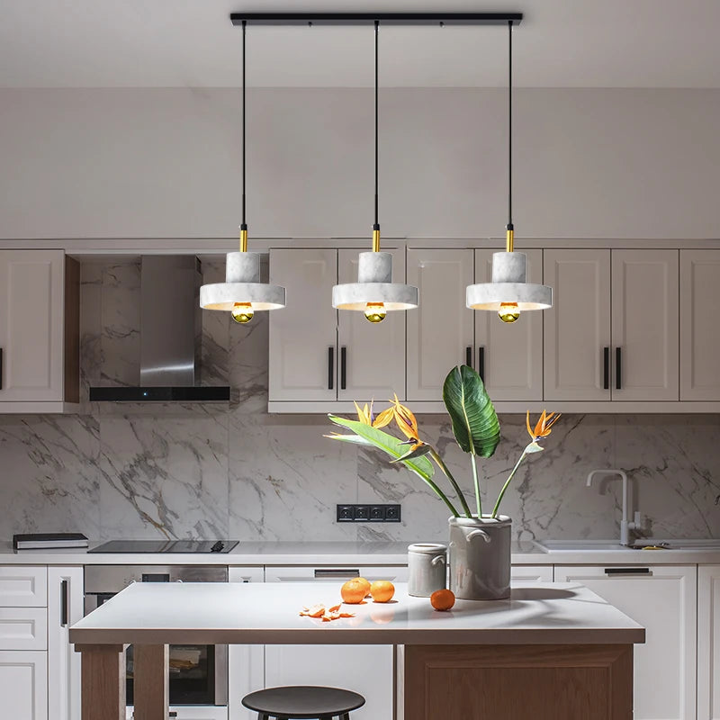 Nordic marble chandeliers post-modern minimalist bar, living room, dining room, bedside decorative lamps and lanterns - vue 4 sur 12