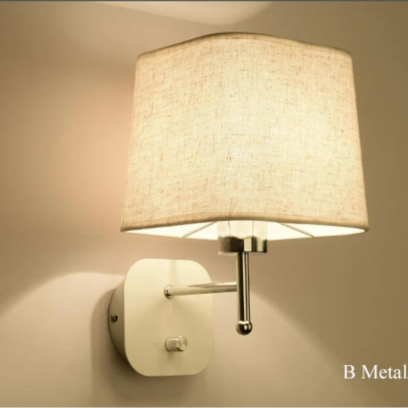 Applique murale LED avec abat-jour en tissu et liseuse - vue 6 sur 9