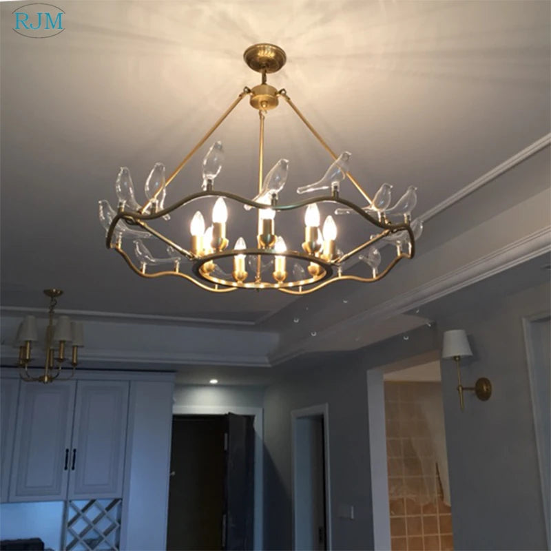 lustre nordique postmoderne en cuivre avec design d'oiseau créatif - vue 6 sur 7
